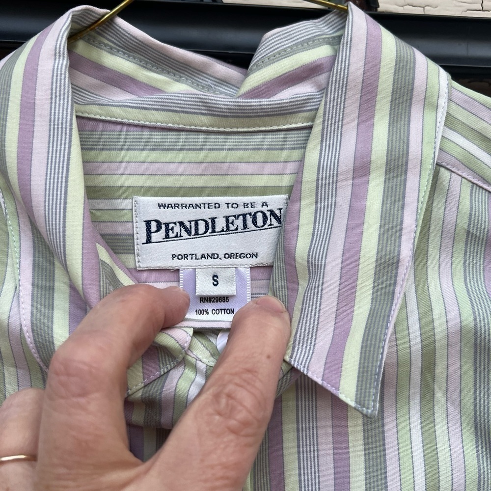 Pendleton Pinstriped Virgin Wool Purple Slacks Of… - image 4